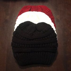 Messy bun beanies